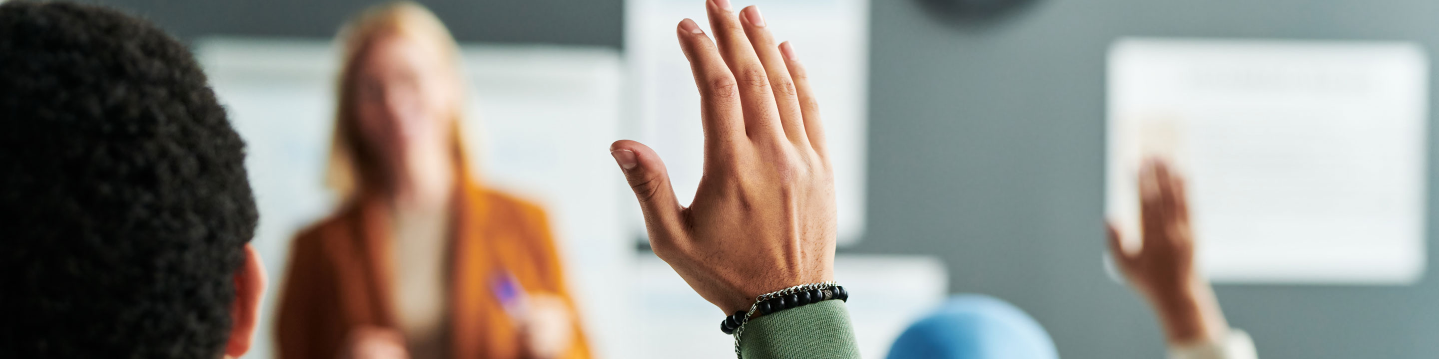 Man raising hand