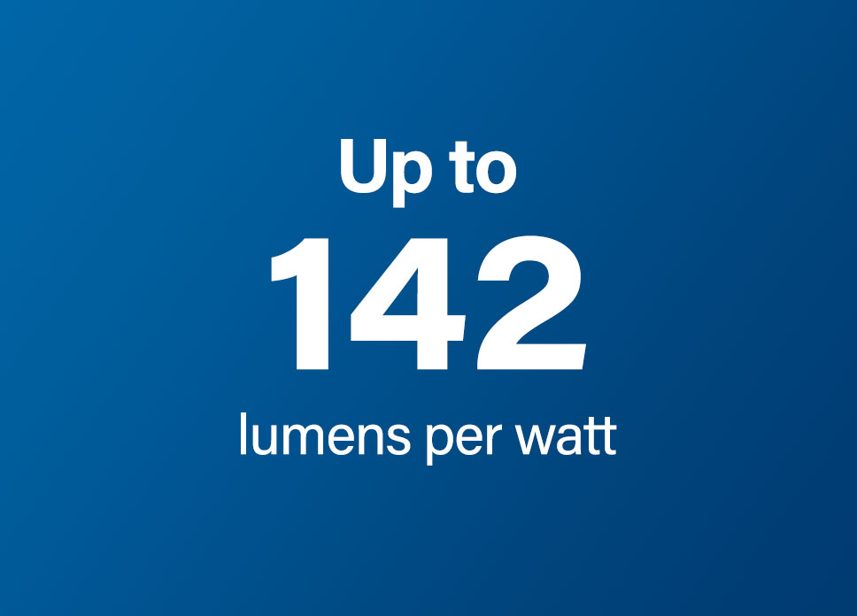 Up to 142 lumens per watt